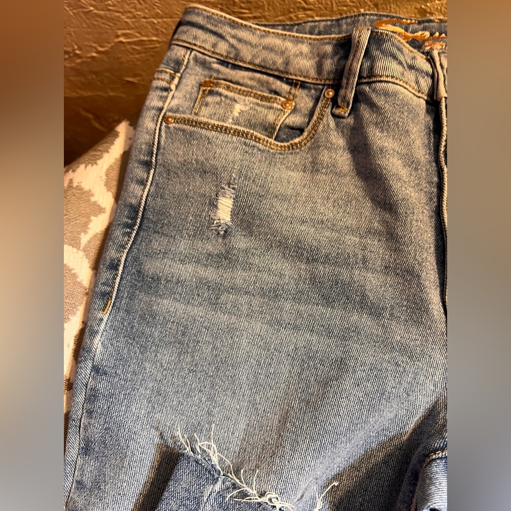 Seven7 Women's Light Blue Distressed Wide Leg Jeans - Picture 4 of 11